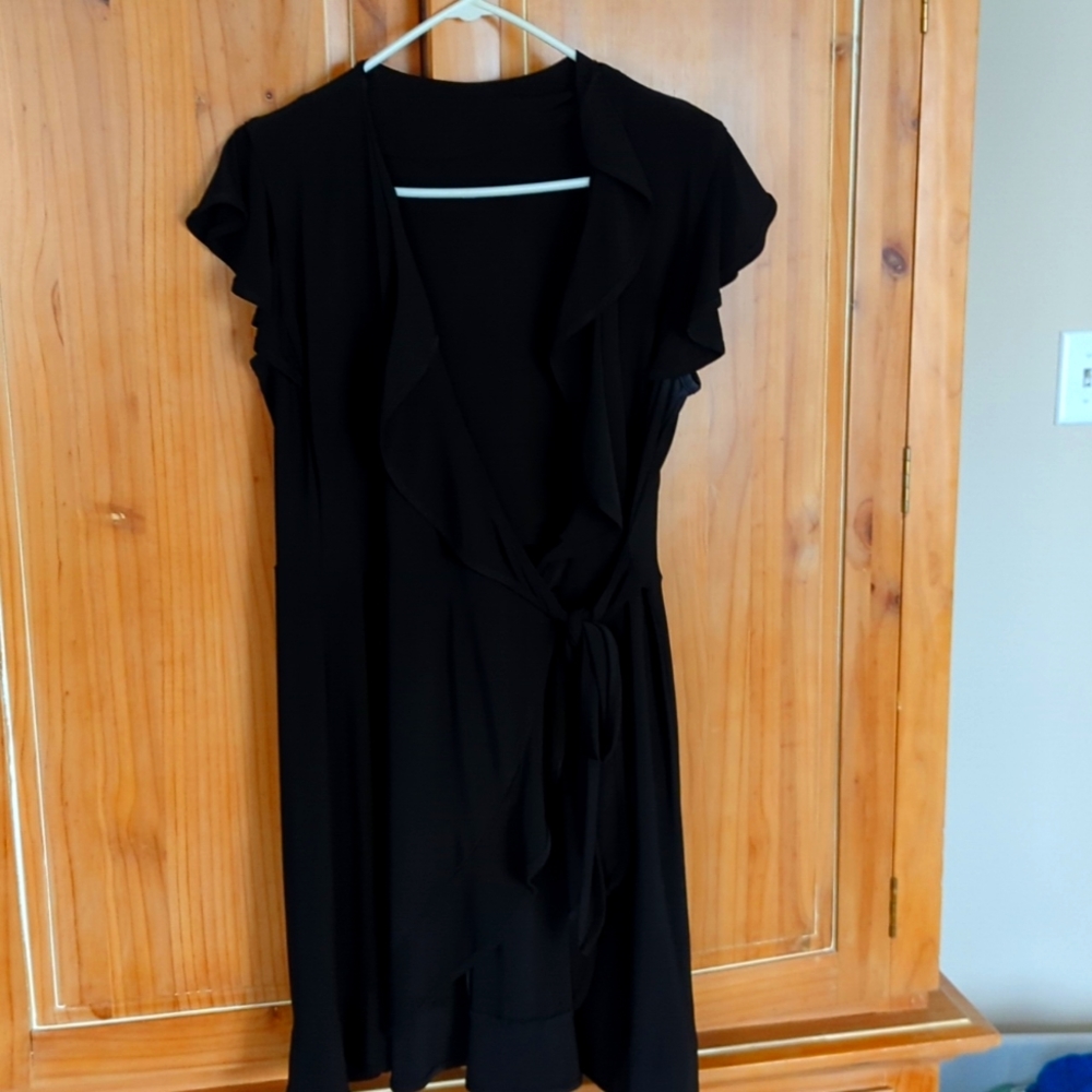 black wrap dress.
